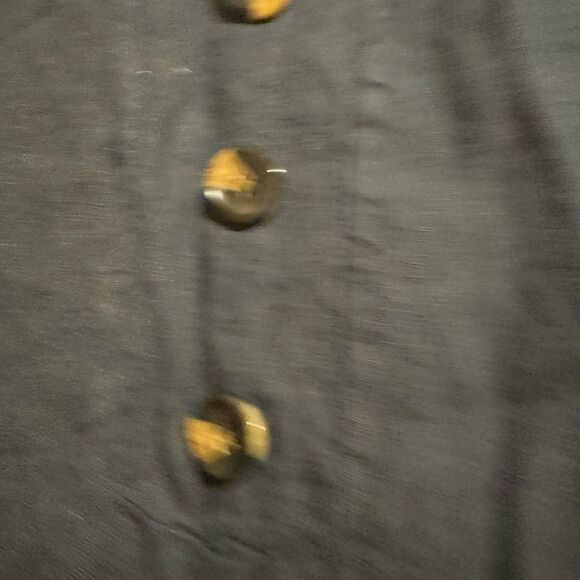 ALESSIA PACINI Women 1X %100 Linen Dark Blue Sleeveless Dress w Button Detail - Picture 3 of 9